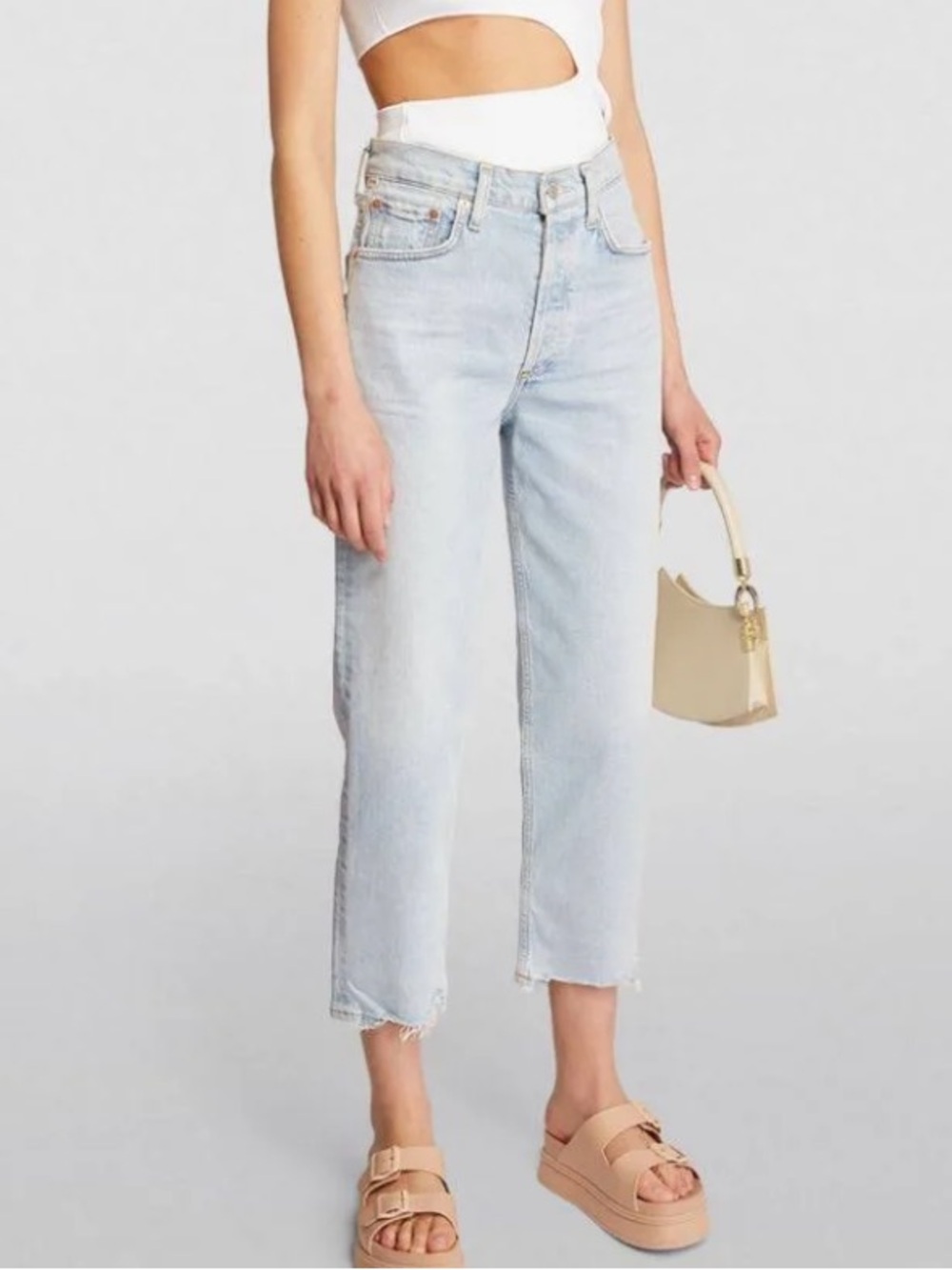 Citizens Of Humanity Pale Blue High-Rise Cropped Straight Jeans